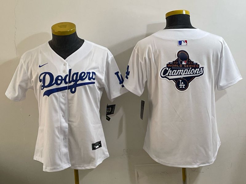 Women 2025 Los Angeles Dodgers Blank White Game Nike MLB Jersey style 008->youth mlb jersey->Youth Jersey